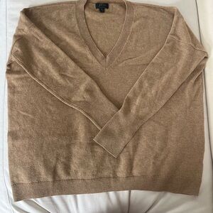 J Crew Women’s Tan Oversized V-Neck Cashmere Sweater